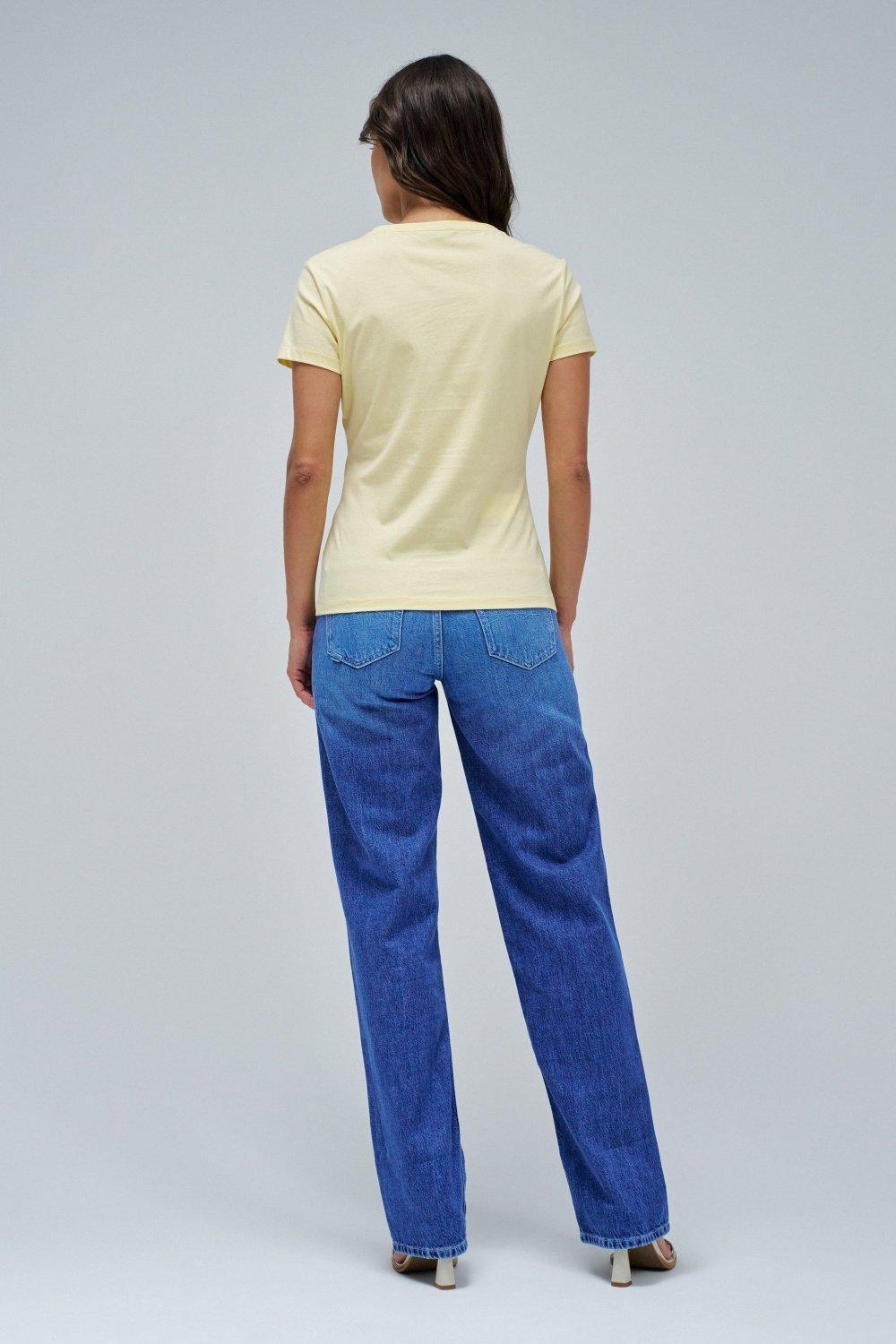 White T-Shirt With Lace, Yellow, large image number 3