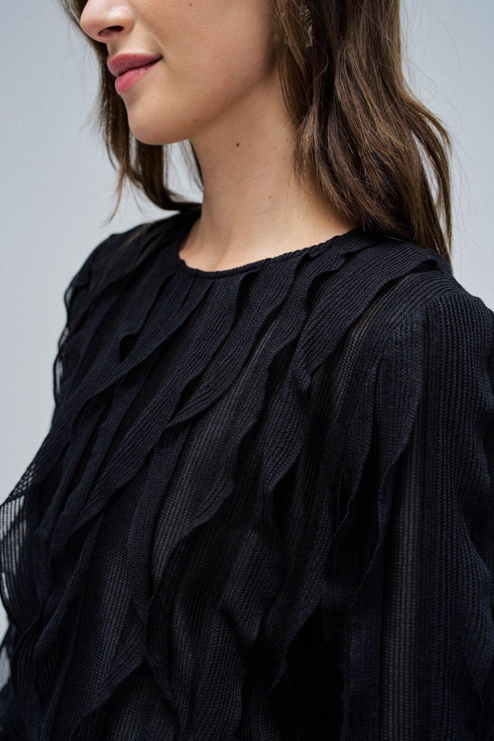 Ruffled Blouse, Black, large image number 4