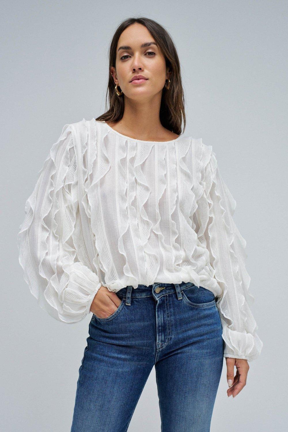 Ruffled Blouse, Pearl, large image number 0