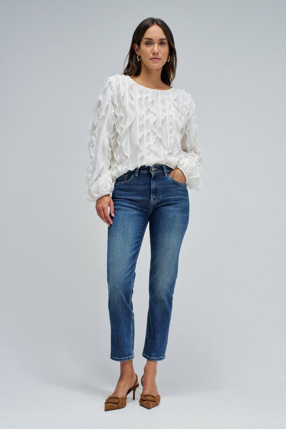 Ruffled Blouse, Pearl, medium