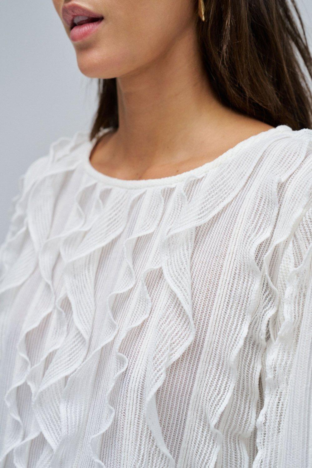 Ruffled Blouse, Pearl, large image number 4