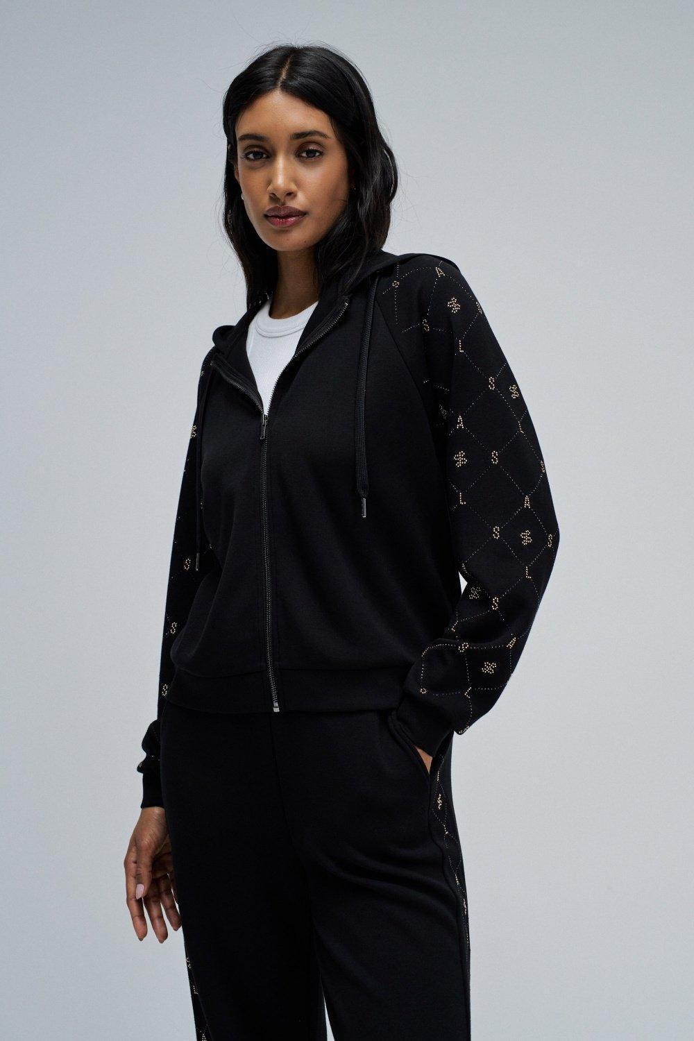 Hoodie With Zip, Black, large image number 0
