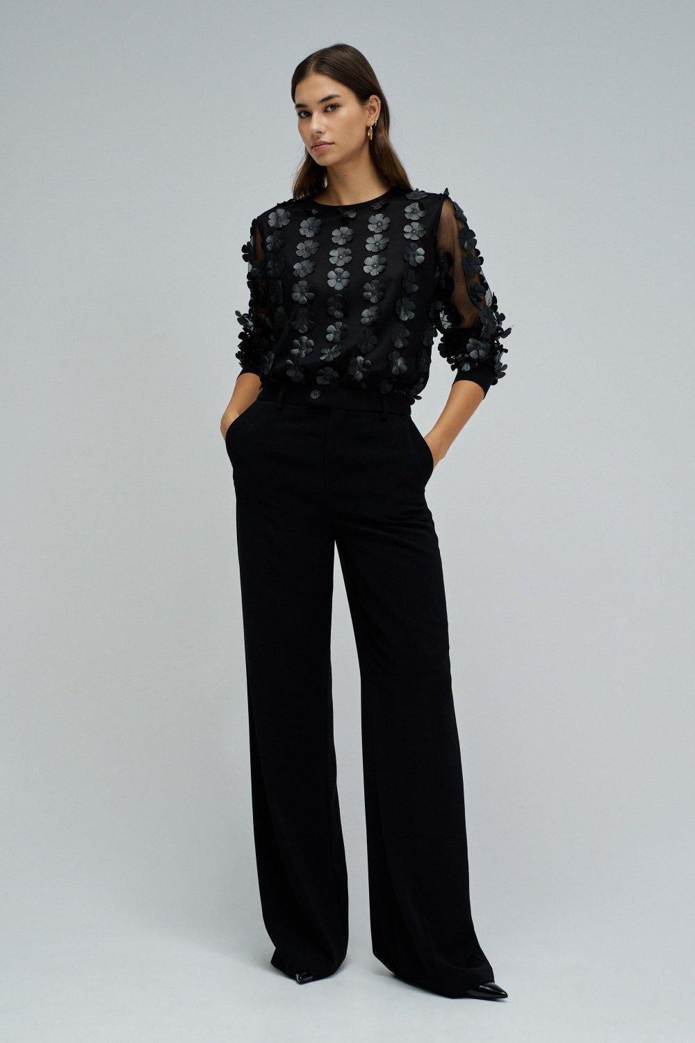 Sweater With Three-Dimensional Effect, Black, medium