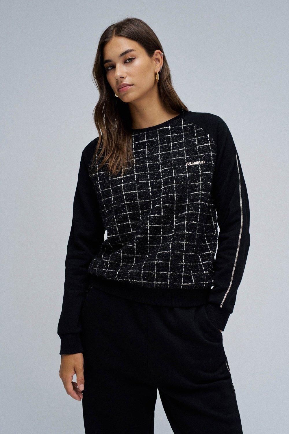 Sweatshirt In Tweed, Black, large image number 0