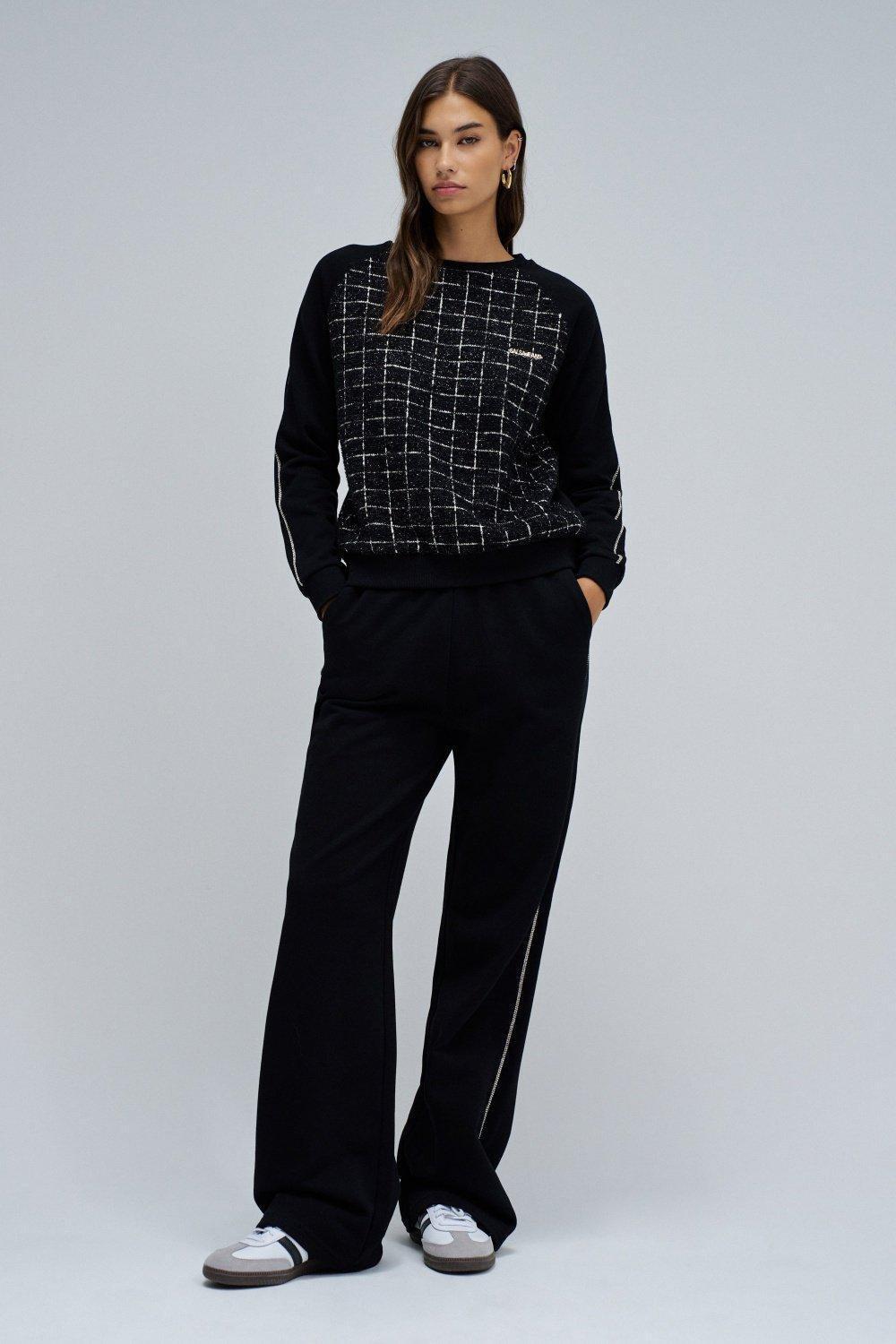 Sweatshirt In Tweed, Black, medium