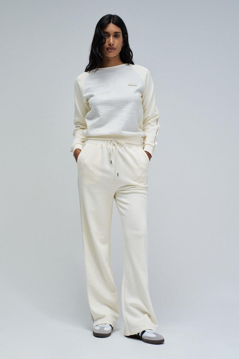 Sweatshirt In Tweed, Pearl, medium