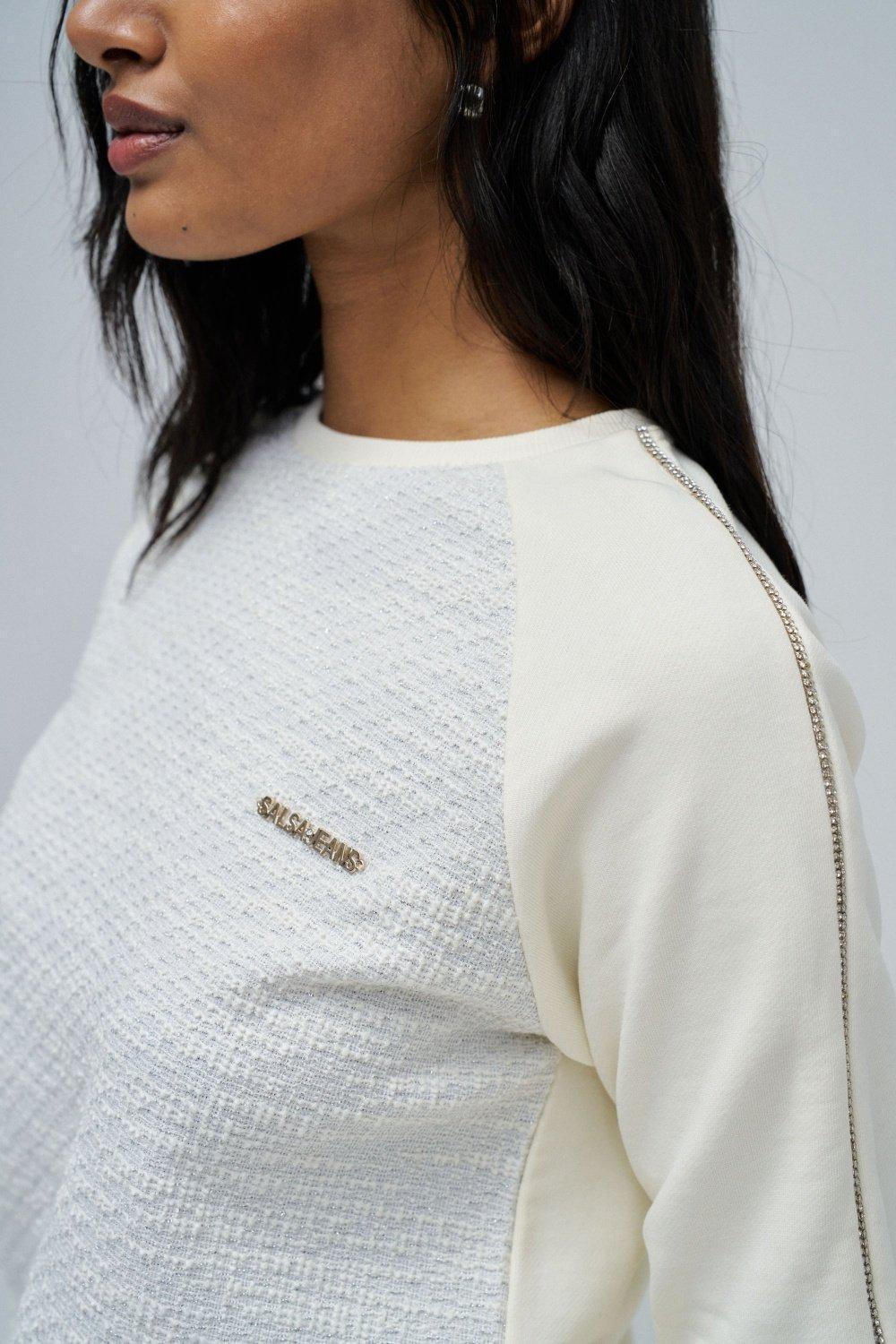 Sweatshirt In Tweed, Pearl, large image number 4