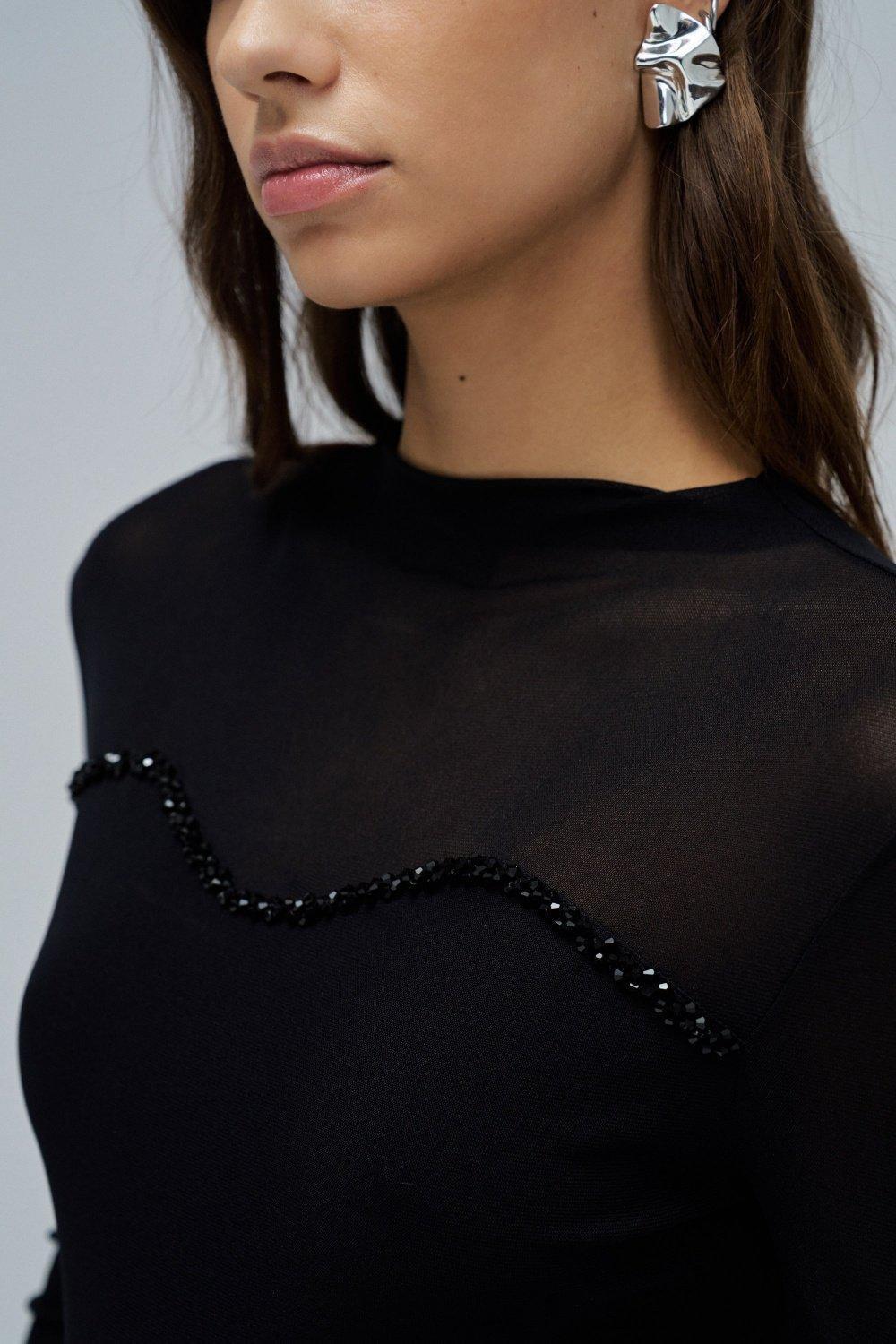 Tulle Sweater, Black, large image number 4