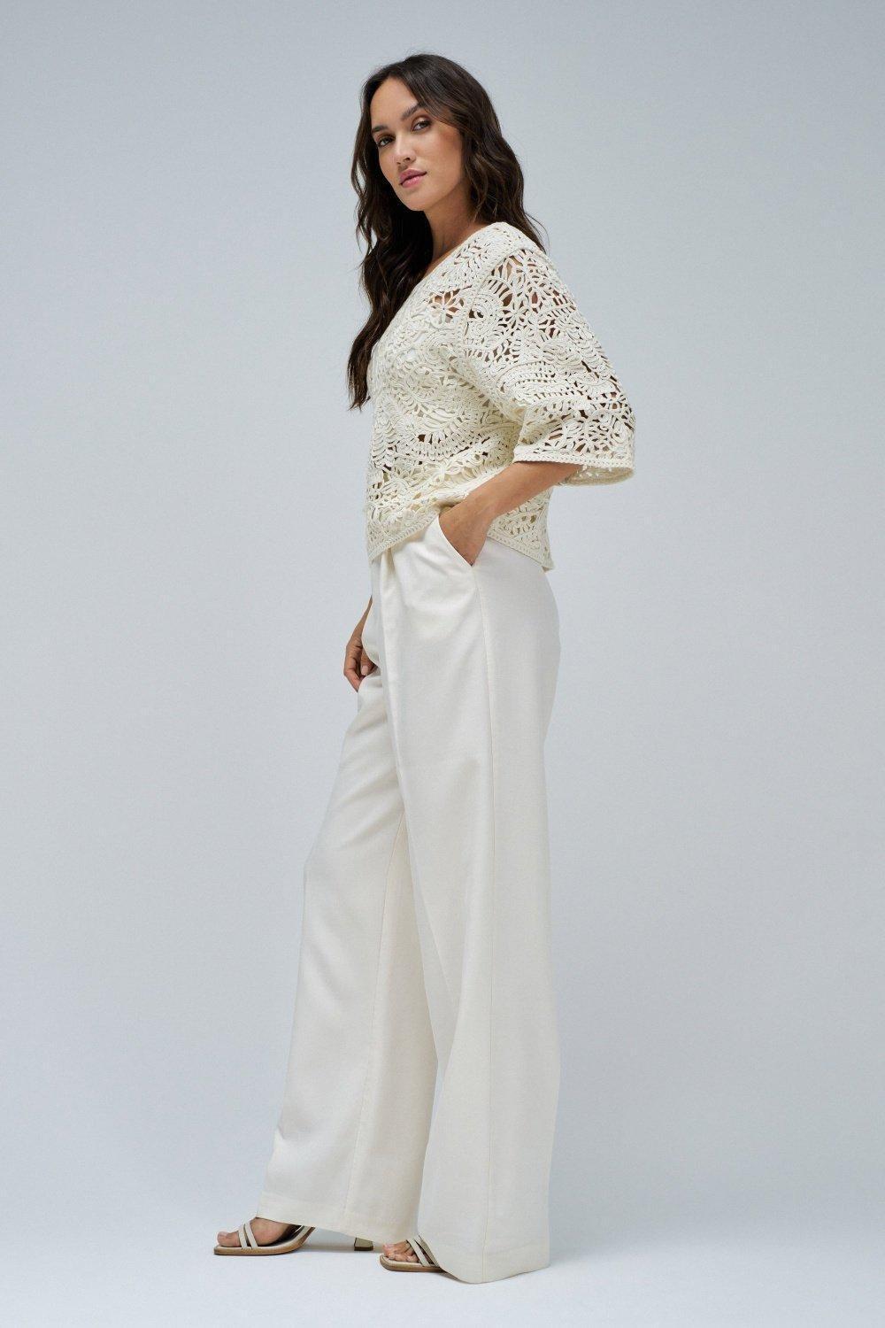 Crochet Jumper , Beige, large image number 2