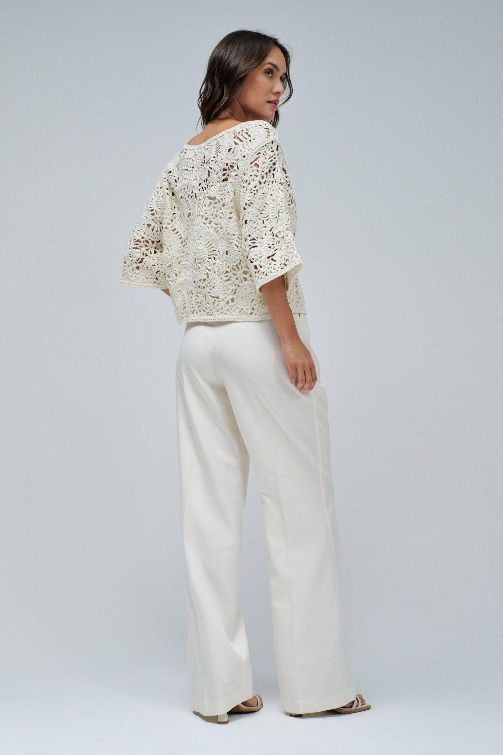 Crochet Jumper , Beige, large image number 3