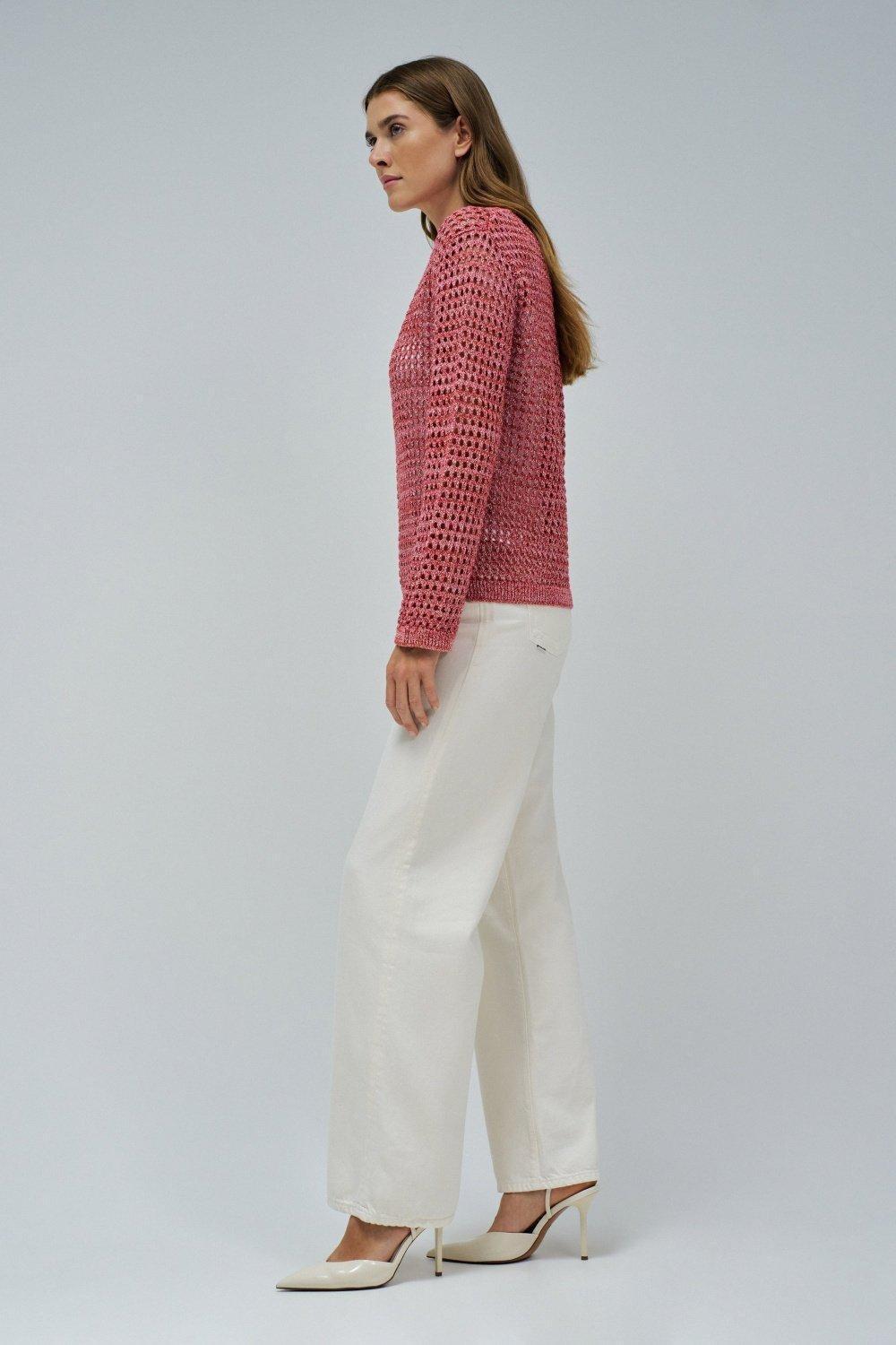Knit Sweater With Shine, Pink, large image number 2