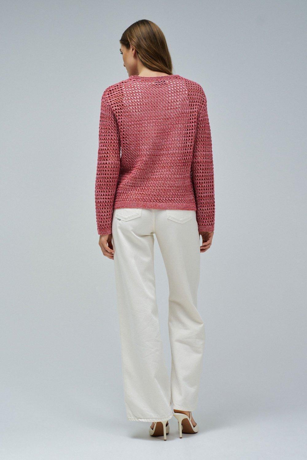 Knit Sweater With Shine, Pink, large image number 3