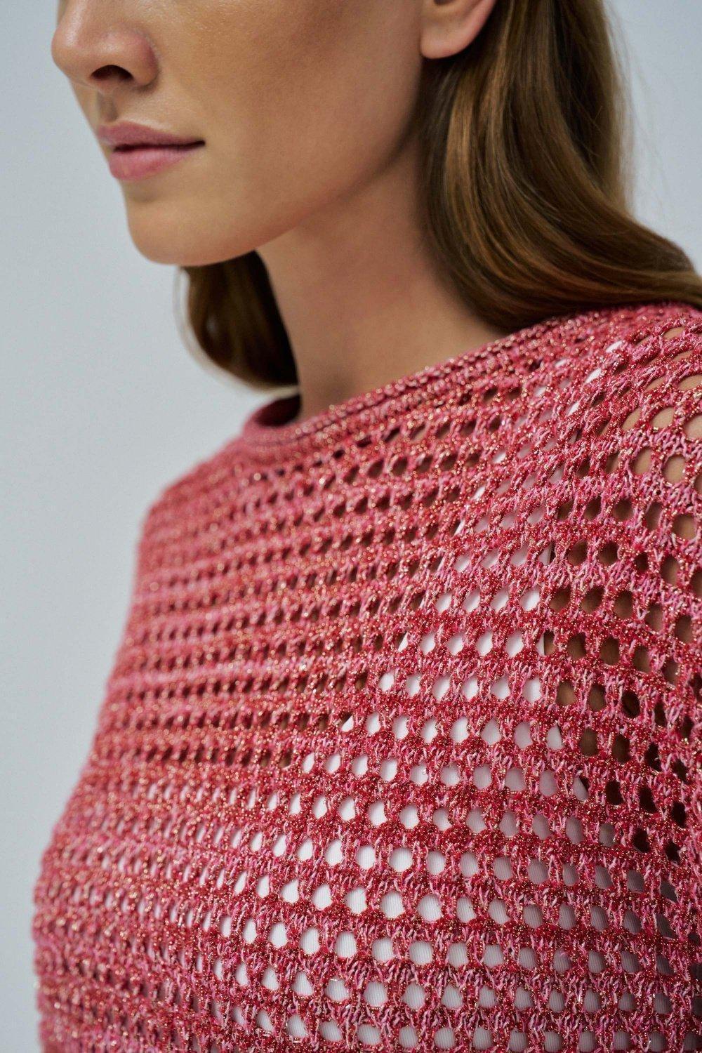 Knit Sweater With Shine, Pink, large image number 4