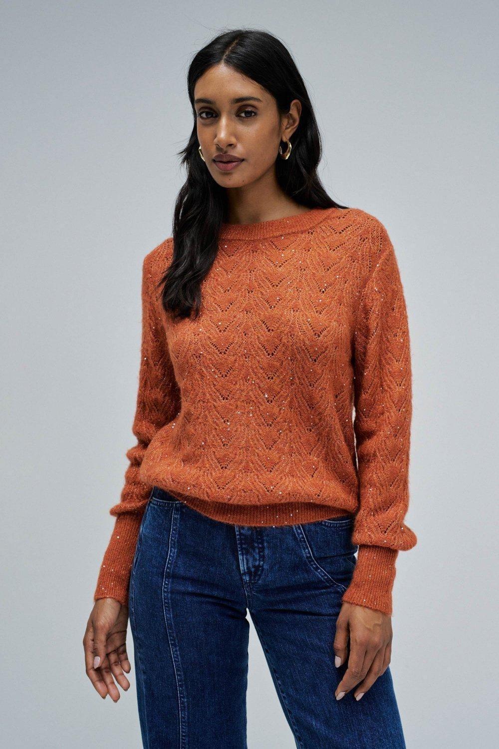 Wool And Mohair Jumper, Orange, large image number 0