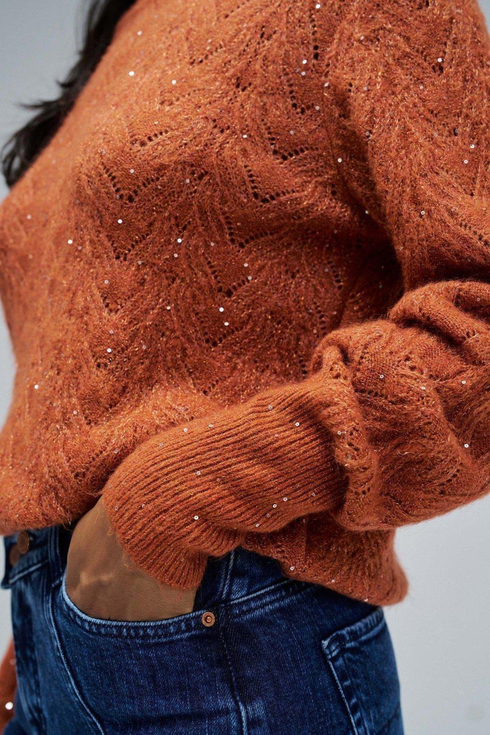 Wool And Mohair Jumper, Orange, large image number 4