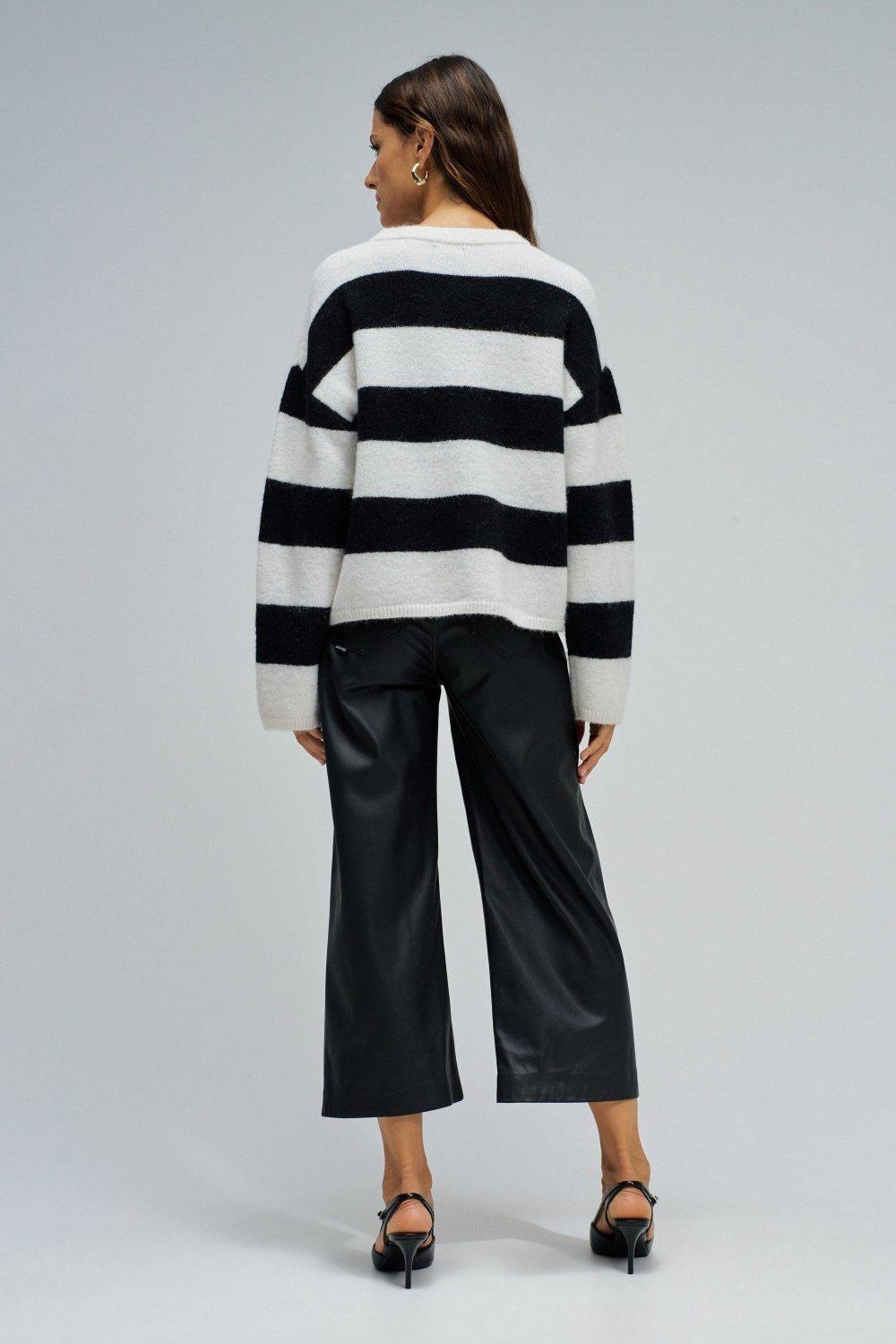 Wool And Mohair Striped Jumper, Black, large image number 3