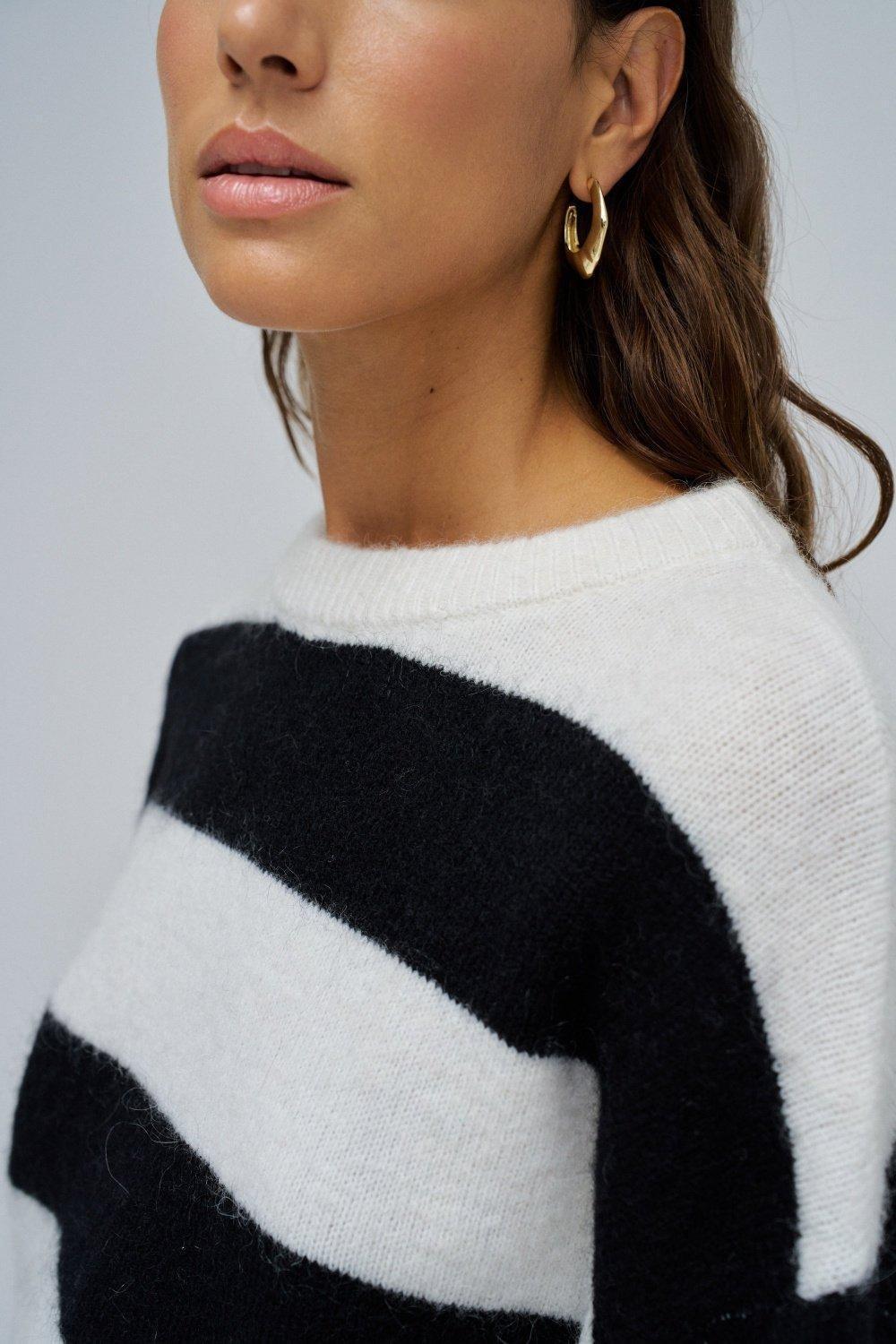 Wool And Mohair Striped Jumper, Black, large image number 4