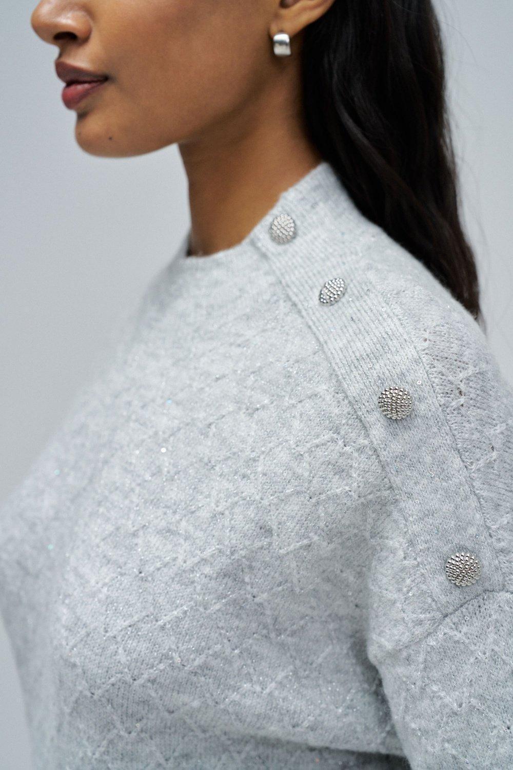 Knit Sweater With Lurex, Grey, large image number 4