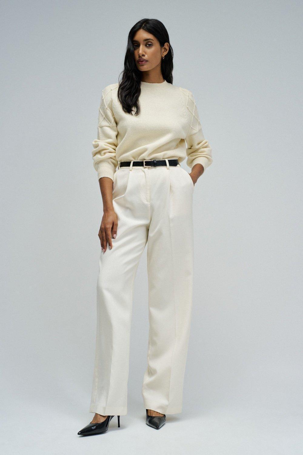 Knit Sweater With S, Pearl, medium