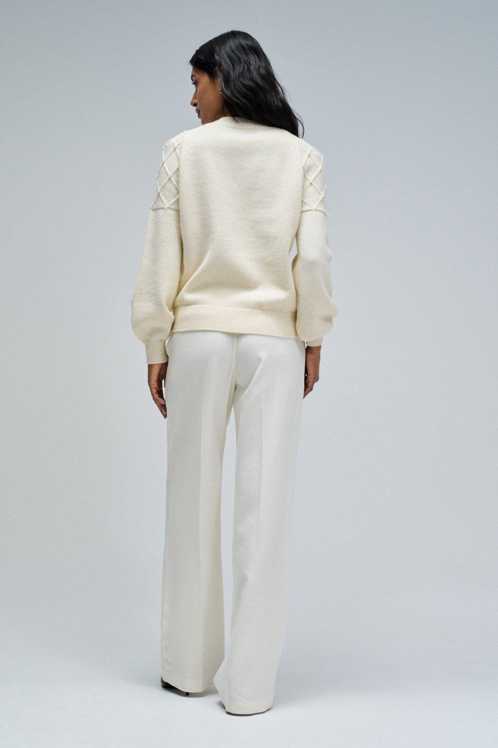 Knit Sweater With S, Pearl, large image number 3