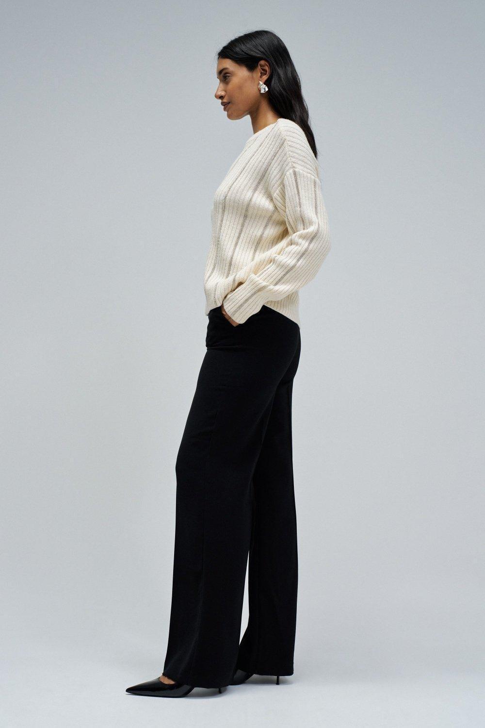 Wool Knit Sweater, Beige, large image number 2