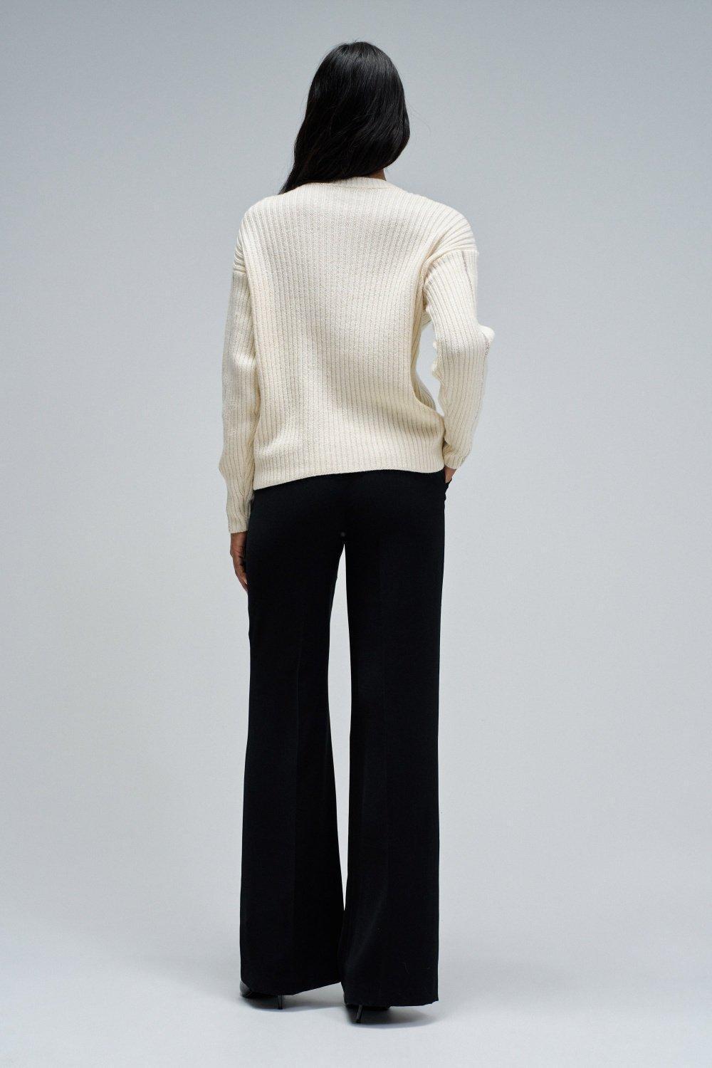 Wool Knit Sweater, Beige, large image number 3