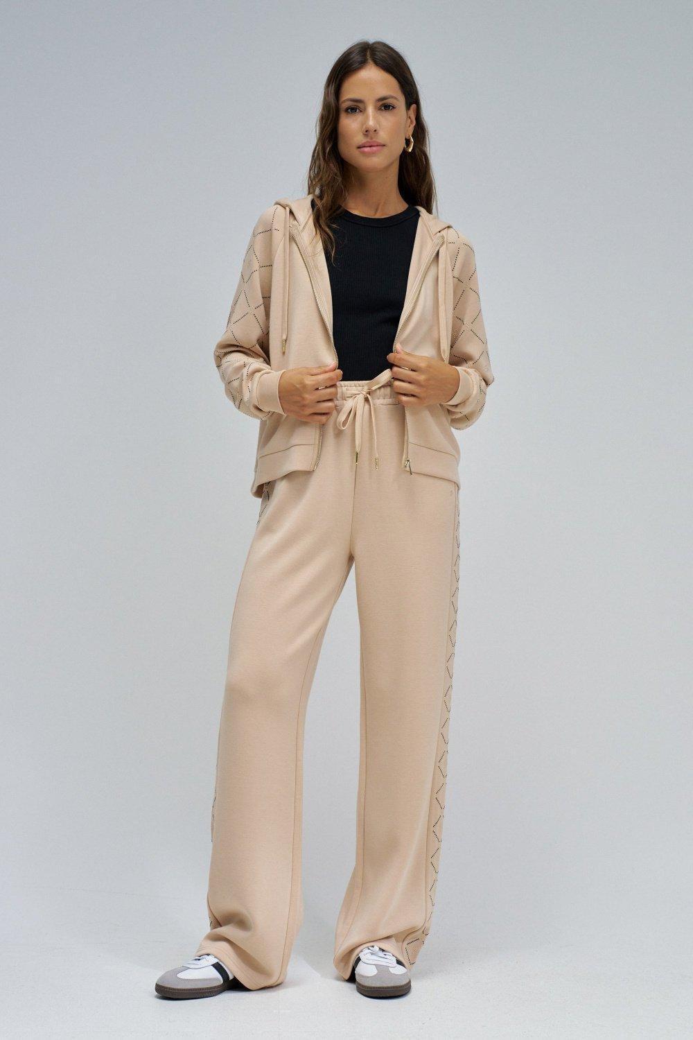 Joggers With Straight Leg Trousers, Beige, medium