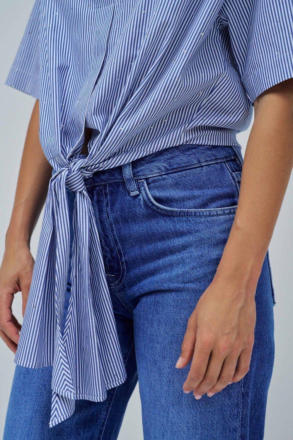 Shirt In Lightdenim With Bow At The Hem, , large image number 4