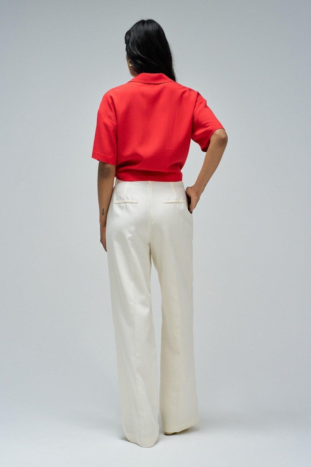 Shirt In Lightdenim With Bow At The Hem , Red, large image number 3