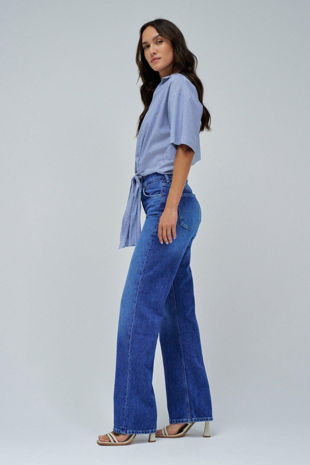 Shirt In Lightdenim With Bow At The Hem , Blue, medium