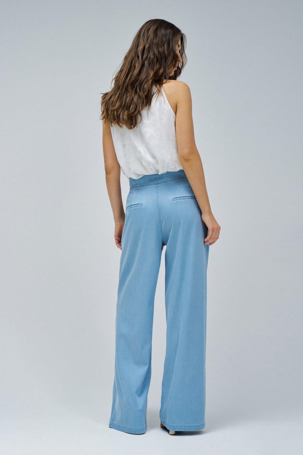 Light Denim Palazzo Trousers&nbsp;, Blue, large image number 3