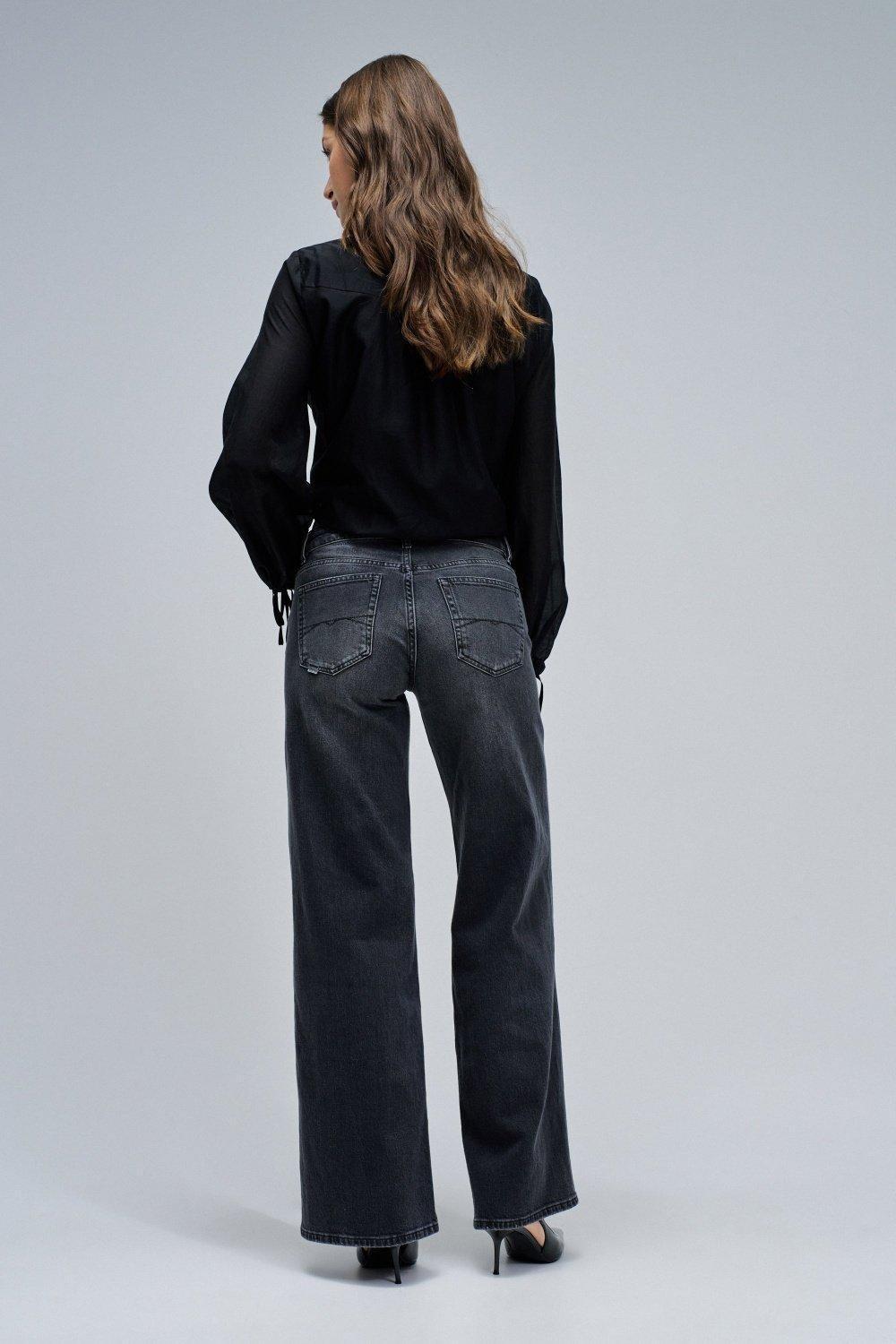 Low Rise Wide Jeans, Black, large image number 3