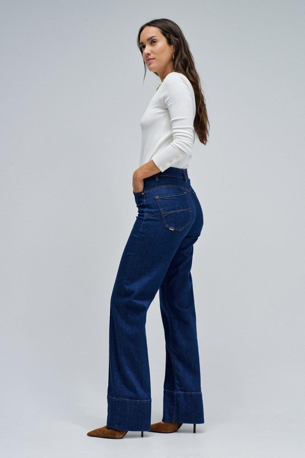 Faith Push In Straight Jeans, Dark Blue, large image number 2
