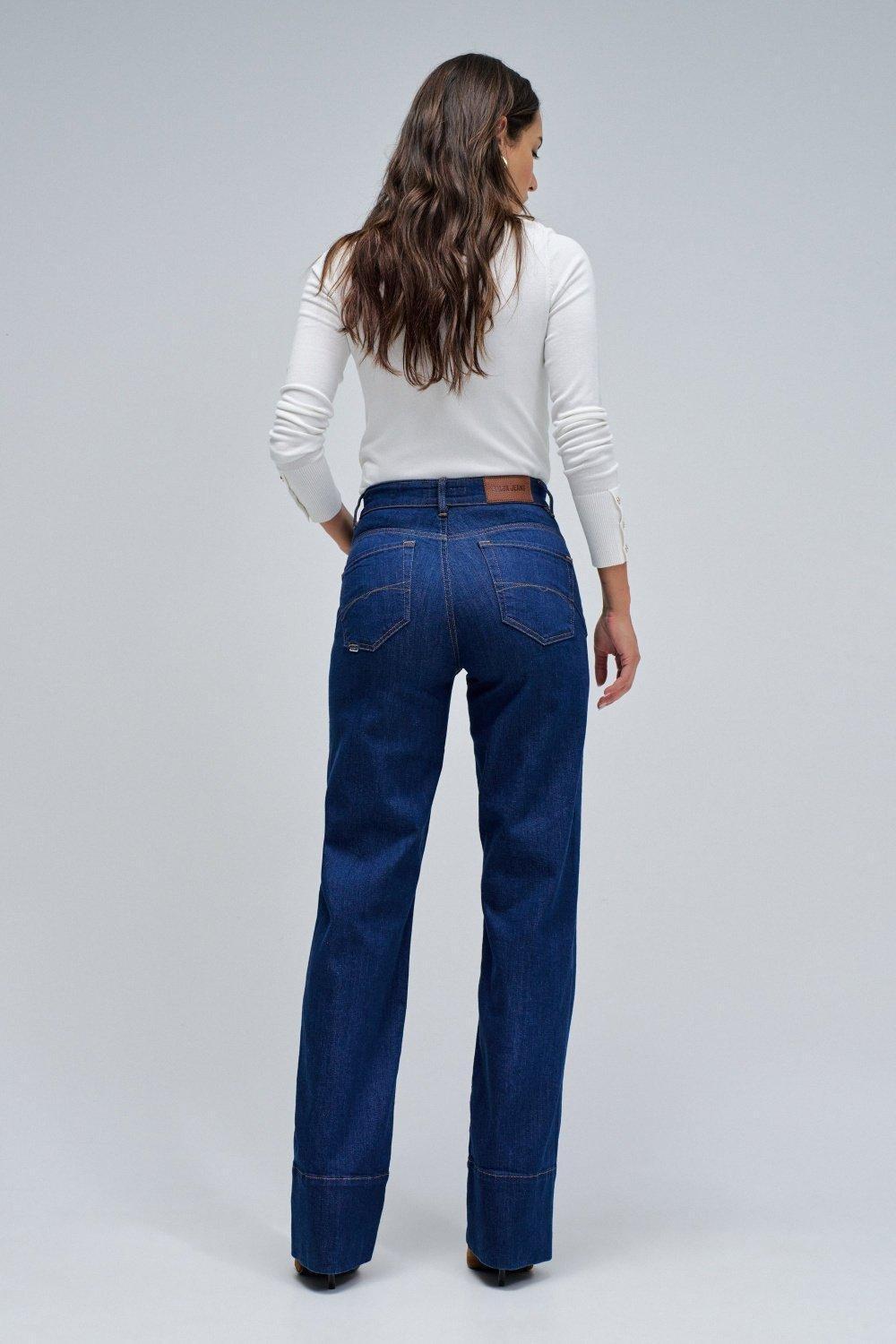 Faith Push In Straight Jeans, Dark Blue, large image number 3