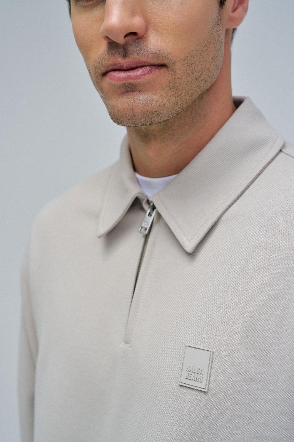 Sweatshirt With Half Zip, Cream, large image number 4