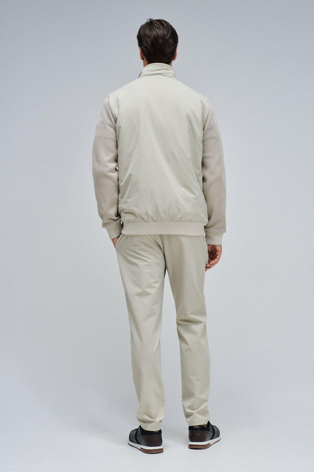 Padded Coat With Mixed Materials, Cream, large image number 3
