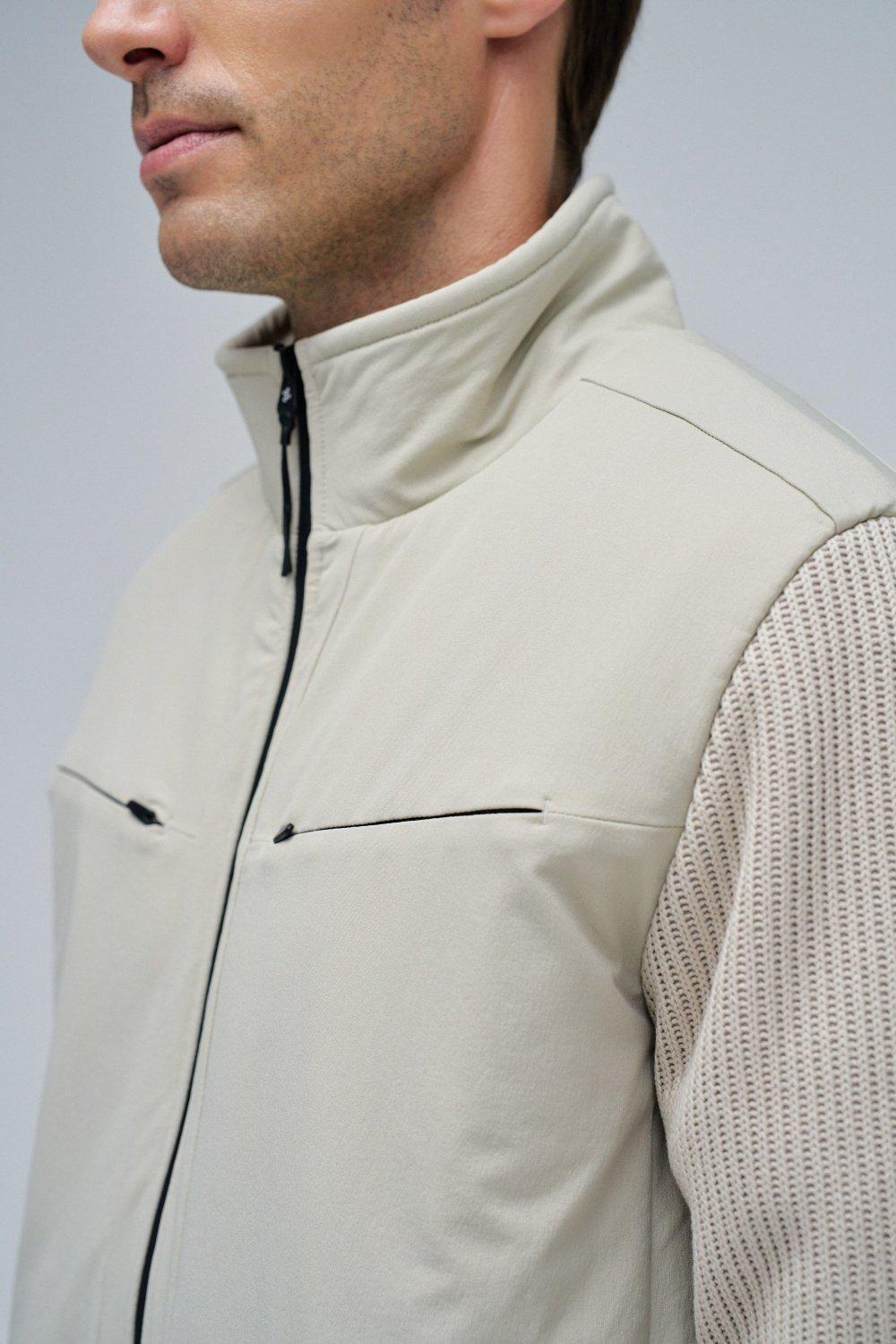 Padded Coat With Mixed Materials, Cream, large image number 4