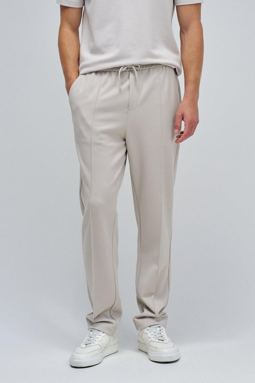 Joggers Trousers In Knit, Cream, large image number 0