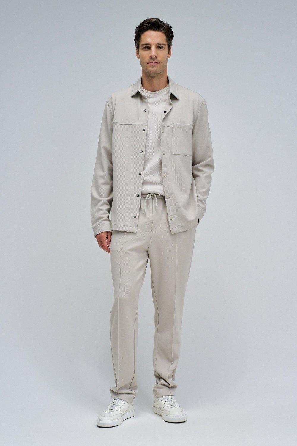 Joggers Trousers In Knit, Cream, large image number 1