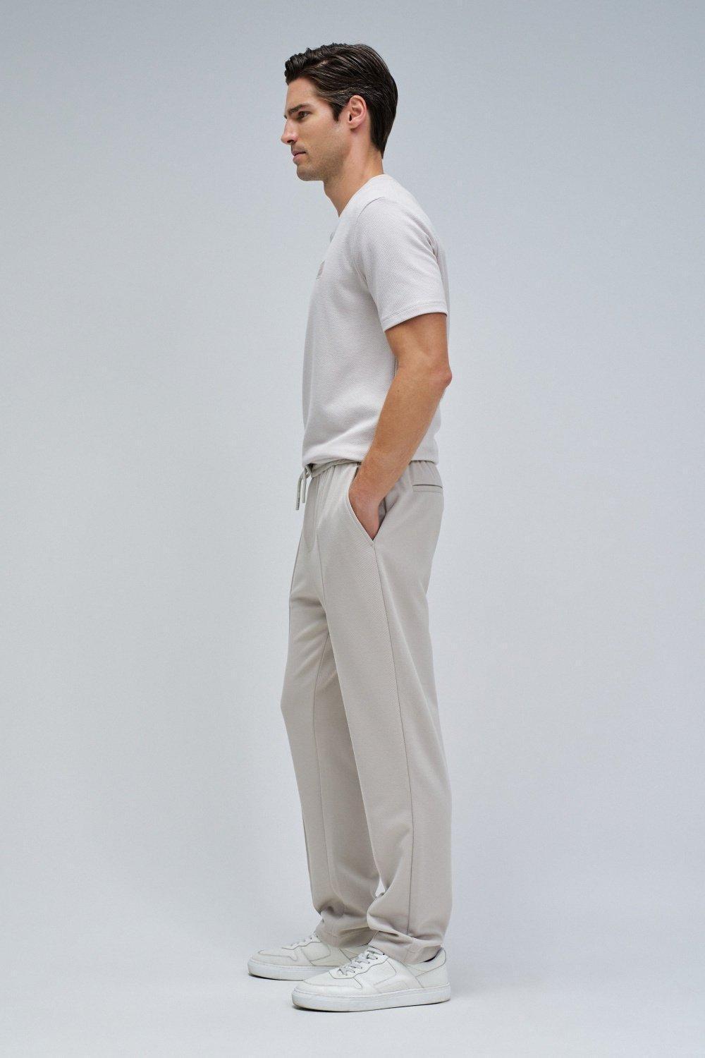 Joggers Trousers In Knit, Cream, medium