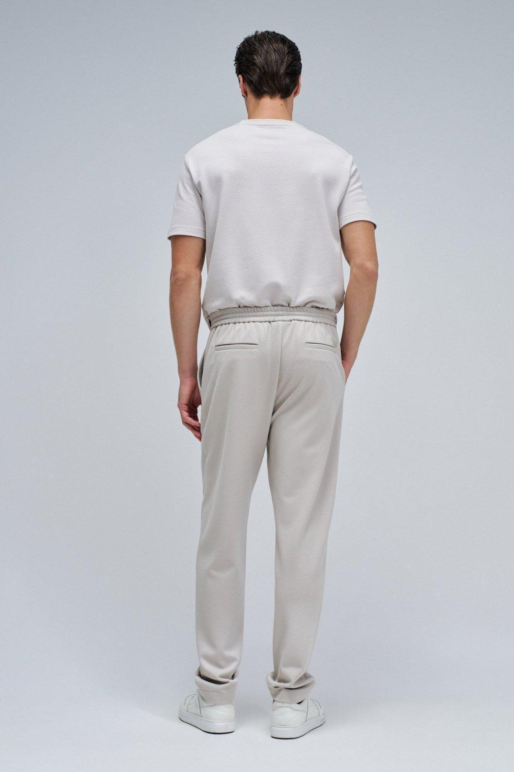 Joggers Trousers In Knit, Cream, large image number 3