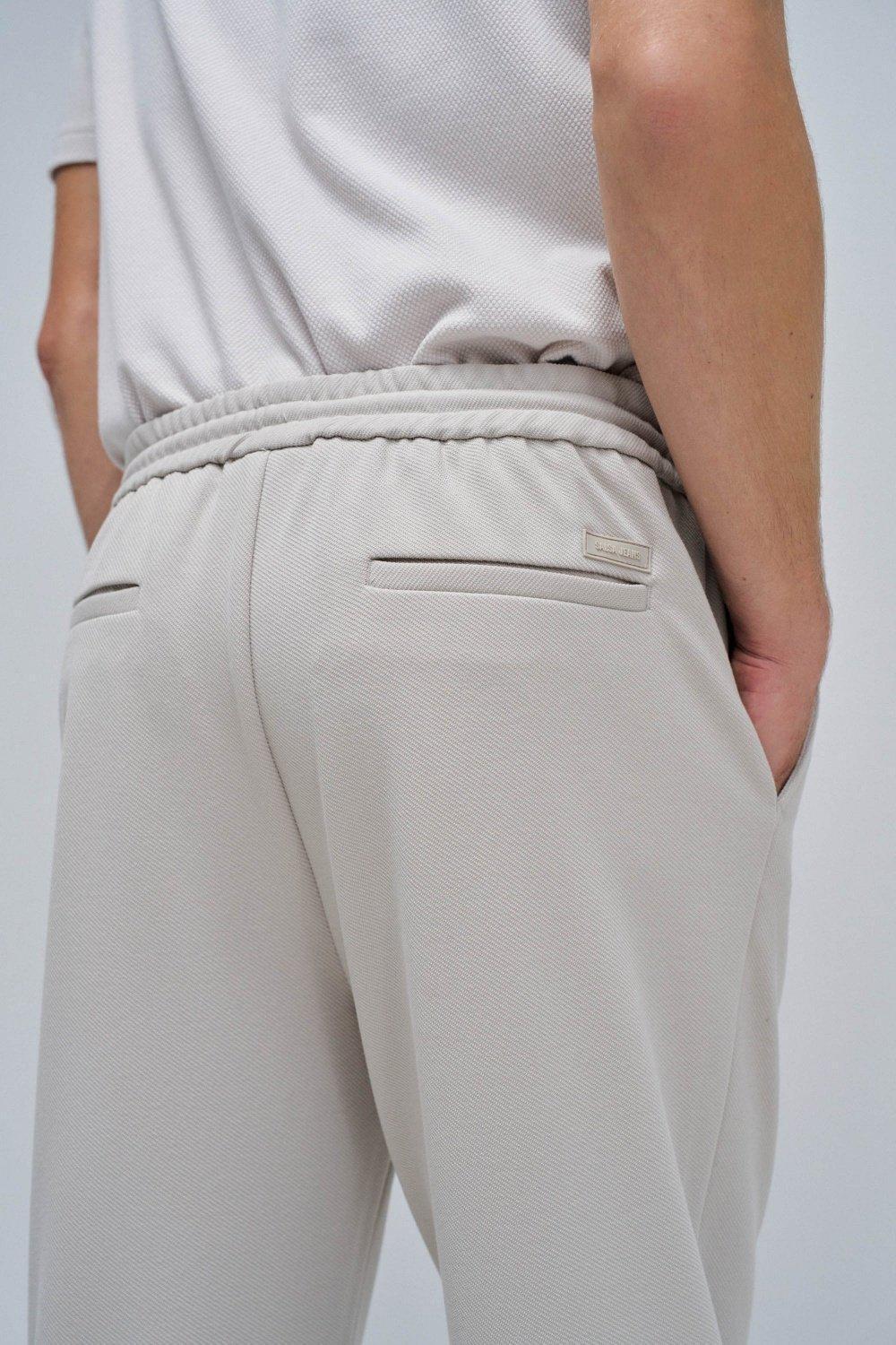Joggers Trousers In Knit, Cream, large image number 4