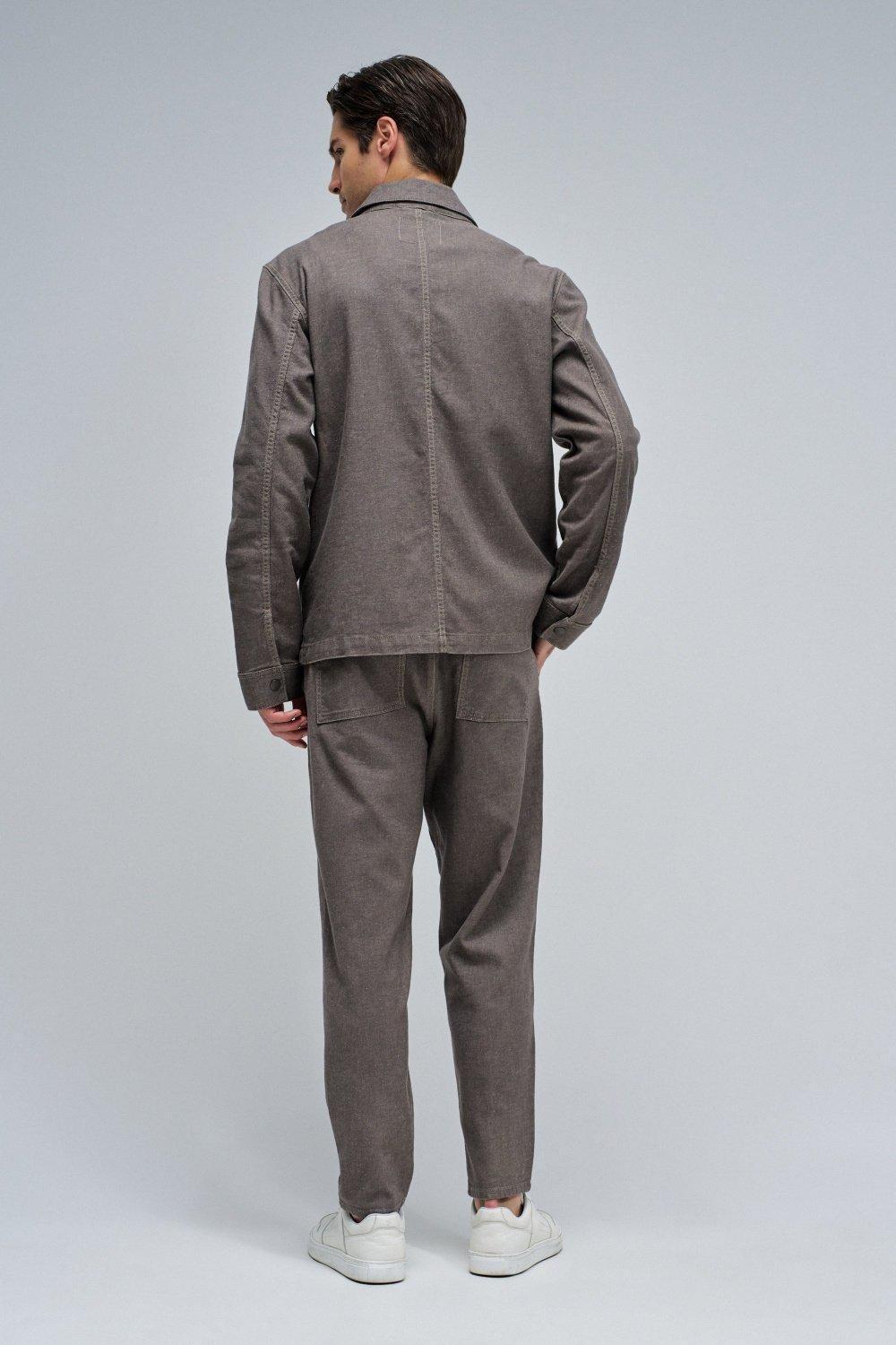 Linen Shirt Jacket, Brown, large image number 3