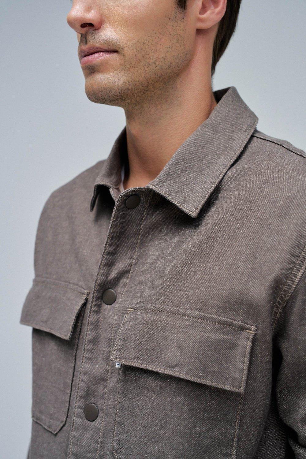 Linen Shirt Jacket, Brown, large image number 4