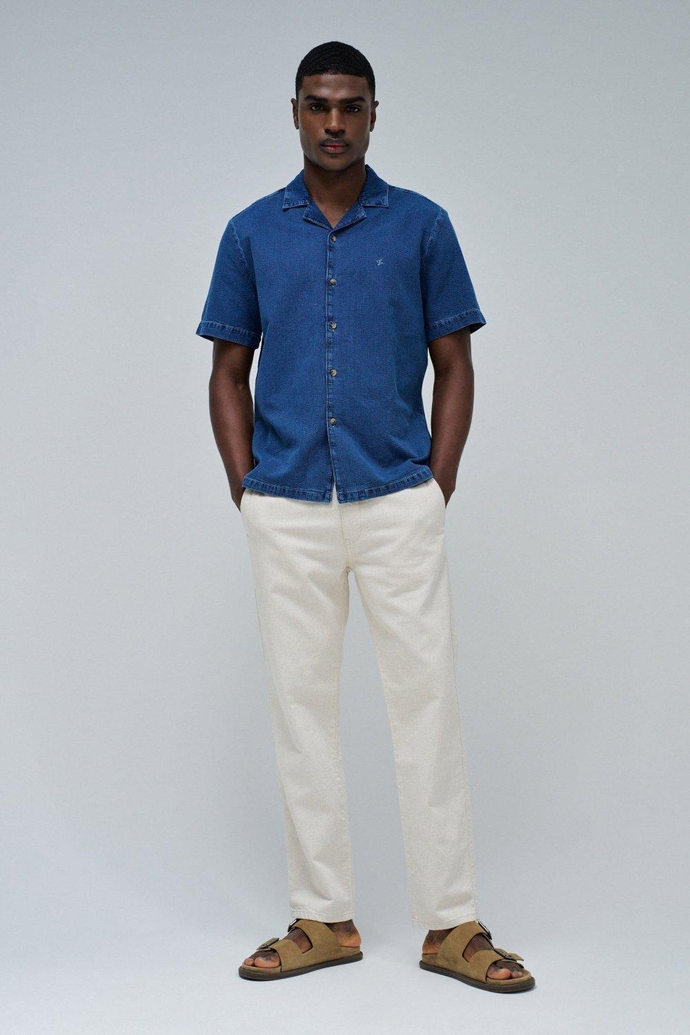 Blue Shirt With Linen Blend, , large image number 1