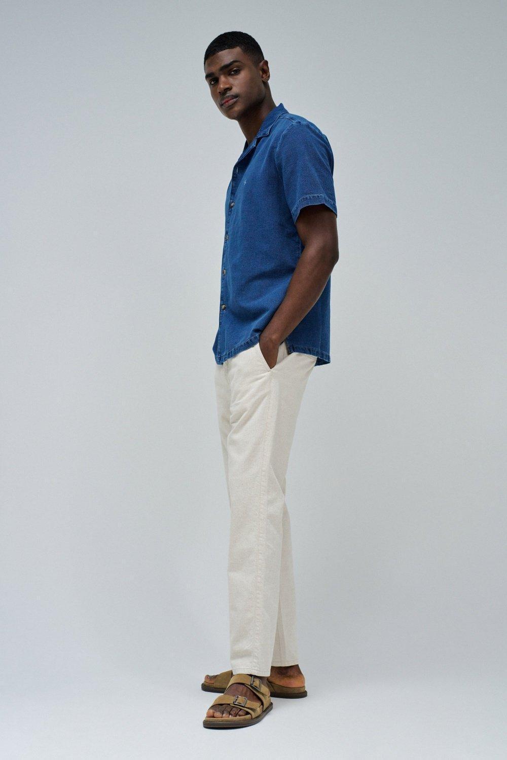 Blue Shirt With Linen Blend, , large image number 2