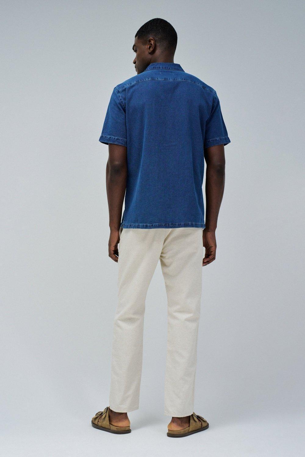 Blue Shirt With Linen Blend, , large image number 3