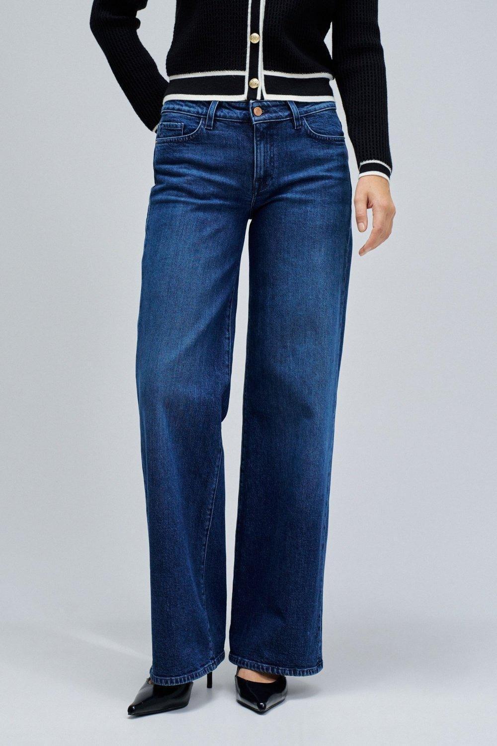 Low Rise Wide Jeans , Navy, medium