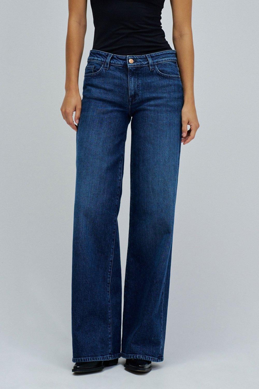 Low Rise Wide Jeans, Navy, medium