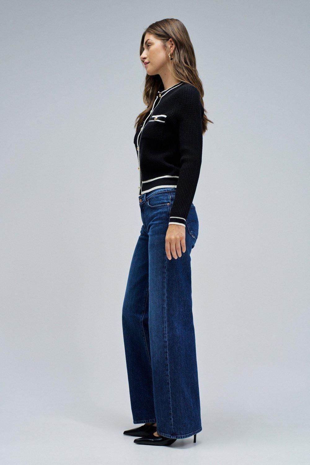 Low Rise Wide Jeans , Navy, large image number 2